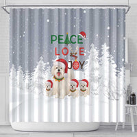 Maltese Peace Love Joy Christmas Shower Curtain Xmas Holiday Patterns - Wonder Print Shop