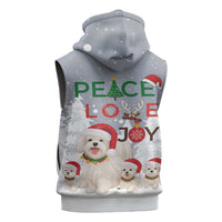 Maltese Peace Love Joy Christmas Sleeveless Zip Hoodie Xmas Holiday Patterns - Wonder Print Shop