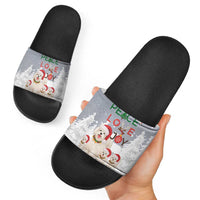 Maltese Peace Love Joy Christmas Slide Sandals Xmas Holiday Patterns - Wonder Print Shop