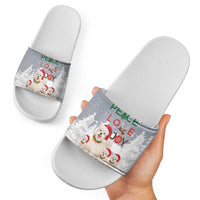 Maltese Peace Love Joy Christmas Slide Sandals Xmas Holiday Patterns - Wonder Print Shop