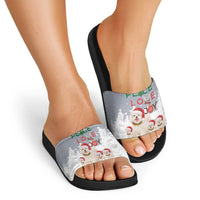 Maltese Peace Love Joy Christmas Slide Sandals Xmas Holiday Patterns - Wonder Print Shop