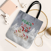 Maltese Peace Love Joy Christmas Tote Bag Xmas Holiday Patterns - Wonder Print Shop