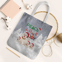 Maltese Peace Love Joy Christmas Tote Bag Xmas Holiday Patterns - Wonder Print Shop