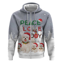 Maltese Peace Love Joy Christmas Zip Hoodie Xmas Holiday Patterns - Wonder Print Shop