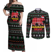 Mamaw Bear Christmas Couples Matching Off Shoulder Maxi Dress and Long Sleeve Button Shirt Xmas Holiday Patterns - Wonder Print Shop