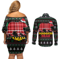 Mamaw Bear Christmas Couples Matching Off Shoulder Short Dress and Long Sleeve Button Shirt Xmas Holiday Patterns - Wonder Print Shop