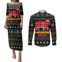 Mamaw Bear Christmas Couples Matching Puletasi and Long Sleeve Button Shirt Xmas Holiday Patterns - Wonder Print Shop