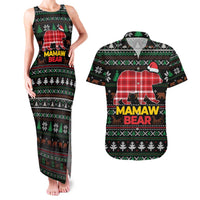 Mamaw Bear Christmas Couples Matching Tank Maxi Dress and Hawaiian Shirt Xmas Holiday Patterns - Wonder Print Shop