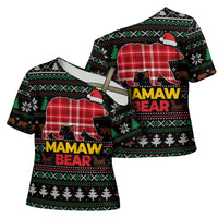 Mamaw Bear Christmas Cross Shoulder Shirt Xmas Holiday Patterns - Wonder Print Shop