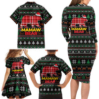 Mamaw Bear Christmas Family Matching Long Sleeve Bodycon Dress and Hawaiian Shirt Xmas Holiday Patterns - Wonder Print Shop