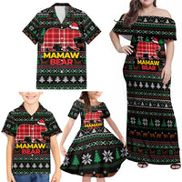 Mamaw Bear Christmas Family Matching Off Shoulder Maxi Dress and Hawaiian Shirt Xmas Holiday Patterns - Wonder Print Shop