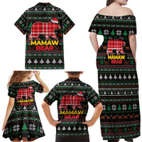 Mamaw Bear Christmas Family Matching Off Shoulder Maxi Dress and Hawaiian Shirt Xmas Holiday Patterns - Wonder Print Shop
