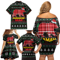 Mamaw Bear Christmas Family Matching Off Shoulder Short Dress and Hawaiian Shirt Xmas Holiday Patterns - Wonder Print Shop