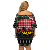 Mamaw Bear Christmas Family Matching Off Shoulder Short Dress and Hawaiian Shirt Xmas Holiday Patterns - Wonder Print Shop