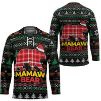 Mamaw Bear Christmas Hockey Jersey Xmas Holiday Patterns - Wonder Print Shop