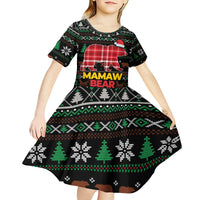 Mamaw Bear Christmas Kid Short Sleeve Dress Xmas Holiday Patterns - Wonder Print Shop