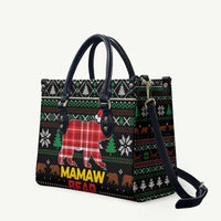 Mamaw Bear Christmas Leather Bag Xmas Holiday Patterns - Wonder Print Shop