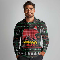 Mamaw Bear Christmas Long Sleeve Polo Shirt Xmas Holiday Patterns - Wonder Print Shop