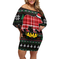 Mamaw Bear Christmas Off Shoulder Short Dress Xmas Holiday Patterns - Wonder Print Shop