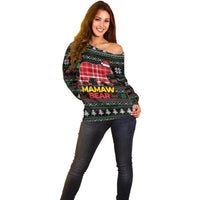 Mamaw Bear Christmas Off Shoulder Sweater Xmas Holiday Patterns - Wonder Print Shop