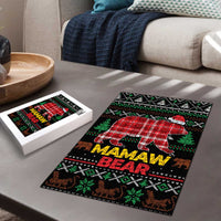 Mamaw Bear Christmas Puzzle Xmas Holiday Patterns - Wonder Print Shop