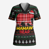 Mamaw Bear Christmas Scrub Top Xmas Holiday Patterns - Wonder Print Shop