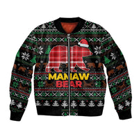 Mamaw Bear Christmas Sleeve Zip Bomber Jacket Xmas Holiday Patterns - Wonder Print Shop