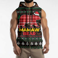 Mamaw Bear Christmas Sleeveless Zip Hoodie Xmas Holiday Patterns - Wonder Print Shop