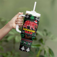 Mamaw Bear Christmas Tumbler With Handle Xmas Holiday Patterns - Wonder Print Shop