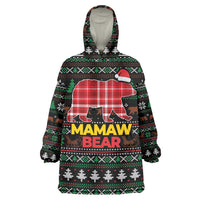 Mamaw Bear Christmas Wearable Blanket Hoodie Xmas Holiday Patterns - Wonder Print Shop