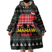 Mamaw Bear Christmas Wearable Blanket Hoodie Xmas Holiday Patterns - Wonder Print Shop