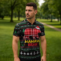 Mamaw Bear Christmas Zipper Polo Shirt Xmas Holiday Patterns - Wonder Print Shop