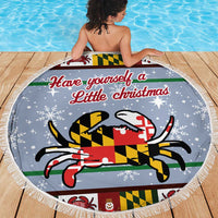 Maryland Symbols Christmas Beach Blanket Xmas Holiday Patterns - Wonder Print Shop