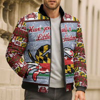 Maryland Symbols Christmas Bomber Puffer Jacket Xmas Holiday Patterns - Wonder Print Shop