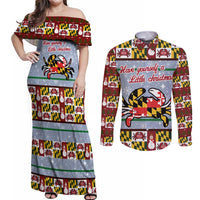 Maryland Symbols Christmas Couples Matching Off Shoulder Maxi Dress and Long Sleeve Button Shirt Xmas Holiday Patterns - Wonder Print Shop