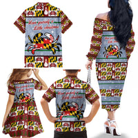 Maryland Symbols Christmas Family Matching Off The Shoulder Long Sleeve Dress and Hawaiian Shirt Xmas Holiday Patterns - Wonder Print Shop