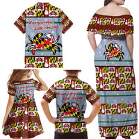 Maryland Symbols Christmas Family Matching Off Shoulder Maxi Dress and Hawaiian Shirt Xmas Holiday Patterns - Wonder Print Shop