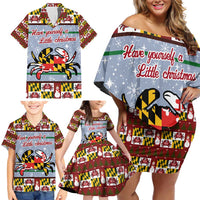 Maryland Symbols Christmas Family Matching Off Shoulder Short Dress and Hawaiian Shirt Xmas Holiday Patterns - Wonder Print Shop