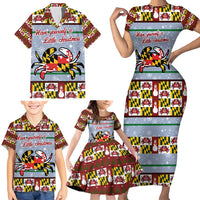 Maryland Symbols Christmas Family Matching Short Sleeve Bodycon Dress and Hawaiian Shirt Xmas Holiday Patterns - Wonder Print Shop