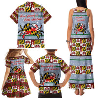 Maryland Symbols Christmas Family Matching Tank Maxi Dress and Hawaiian Shirt Xmas Holiday Patterns - Wonder Print Shop