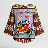 Maryland Symbols Christmas Kimono Sleeve Blouse Xmas Holiday Patterns - Wonder Print Shop