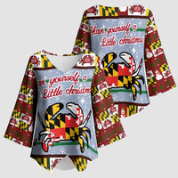Maryland Symbols Christmas Kimono Sleeve Blouse Xmas Holiday Patterns - Wonder Print Shop