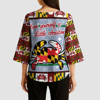 Maryland Symbols Christmas Kimono Sleeve Blouse Xmas Holiday Patterns - Wonder Print Shop