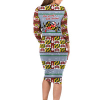 Maryland Symbols Christmas Long Sleeve Bodycon Dress Xmas Holiday Patterns - Wonder Print Shop
