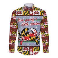 Maryland Symbols Christmas Long Sleeve Button Shirt Xmas Holiday Patterns - Wonder Print Shop
