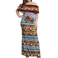 Maryland Symbols Christmas Off Shoulder Maxi Dress Xmas Holiday Patterns - Wonder Print Shop