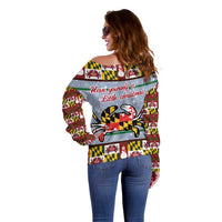 Maryland Symbols Christmas Off Shoulder Sweater Xmas Holiday Patterns - Wonder Print Shop