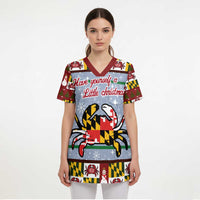 Maryland Symbols Christmas Scrub Top Xmas Holiday Patterns - Wonder Print Shop