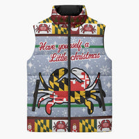 Maryland Symbols Christmas Sleeveless Puffer Jacket Xmas Holiday Patterns - Wonder Print Shop