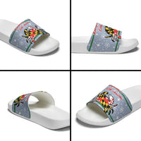 Maryland Symbols Christmas Slide Sandals Xmas Holiday Patterns - Wonder Print Shop
